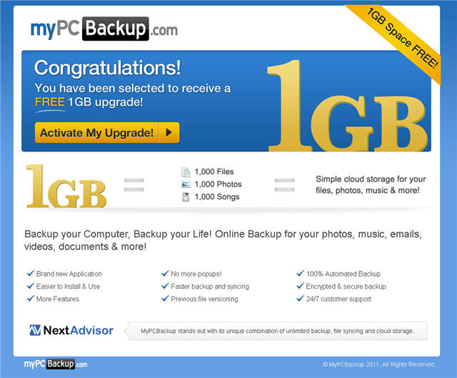 mypcbackup free 1gb online backup account